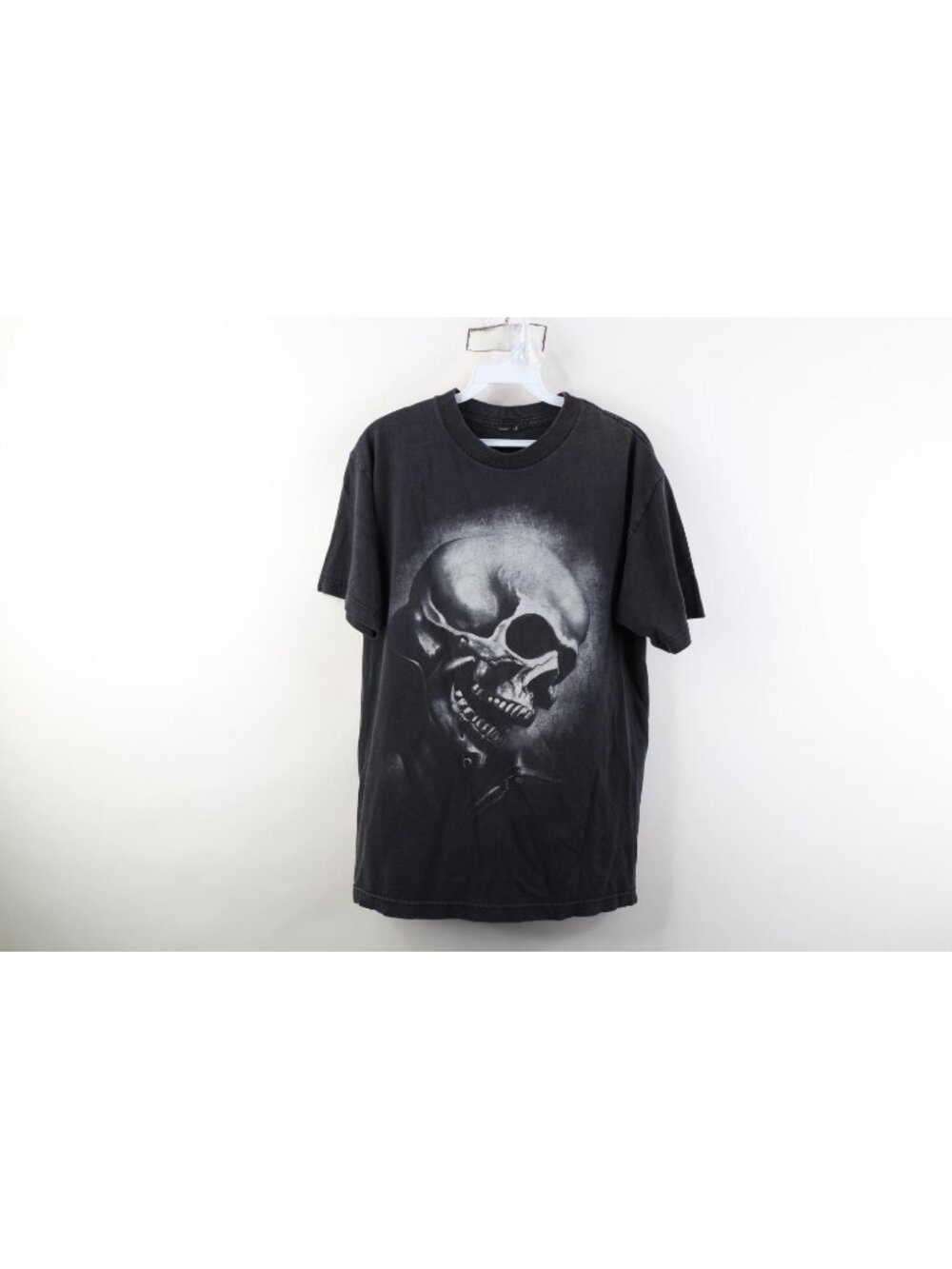 Vintage 90s Y2K Streetwear Mens Medium Faded Skeleton Skull Fantasy T-Shirt
